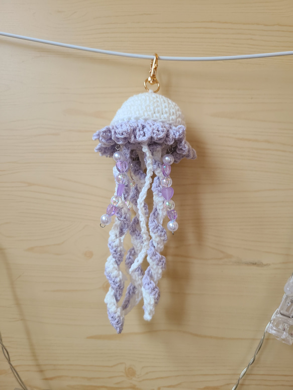クラゲのあみぐるみキーホルダー(紫) あみぐるみ おもち 通販 19150826
