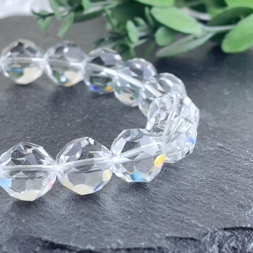 ブラジル産水晶 手磨きバッキーボール10ミリブレス ブレスレット Himal