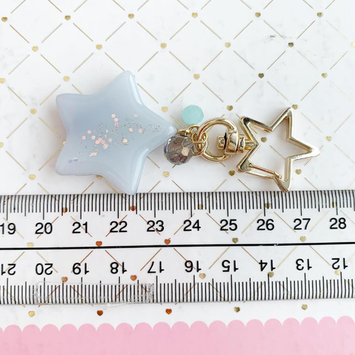 1673】スーザフォン マーチングキーホルダー 星型×星カラビナ 青紫