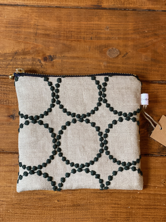 handmade ミナペルホネン タンバリン生地 使用 ポーチ linenmade