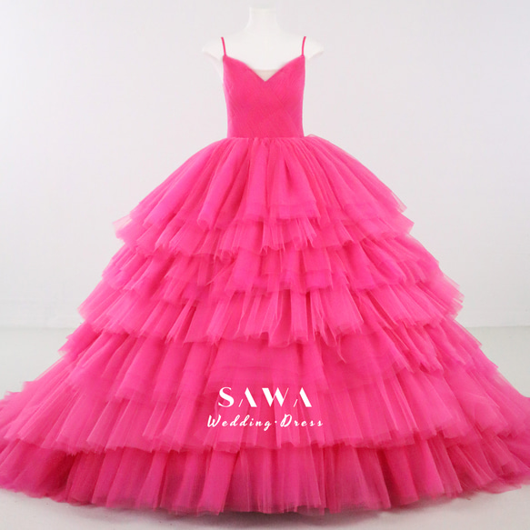 ベストセラー お色直し カラフル フクシャマゼンタ ボリューム