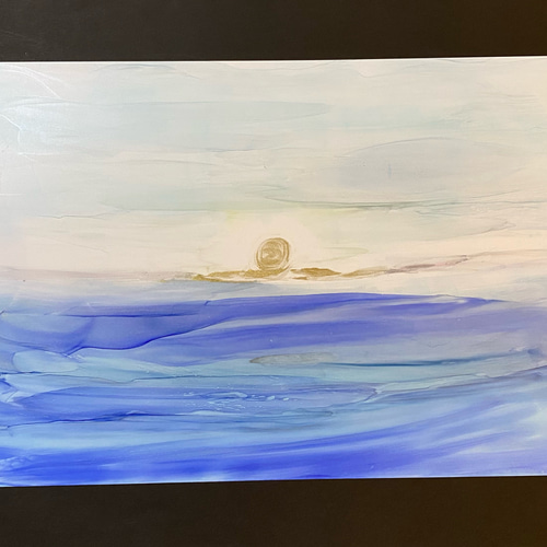 10万円です。七夕「絵画」原画A4サイズ No.7 アルコールインクアート 原画 A3サイズ 絵 海 朝日 夕日 月 空