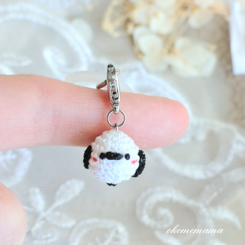 シマエナガ インコ あみぐるみ ミニチュアチャーム めじるし