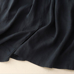 夏の綿麻ワンピース、紺ワンピース、半袖ワンピース、ロング丈ワンピース、ギフト 2枚目の画像