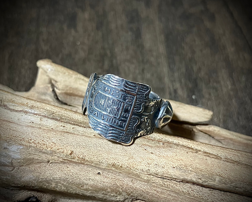 90s インディアンジュエリー　ヴィンテージ　シルバーストーンリング Sterling 925 ヴィンテージスプーン リメイク シルバー リング