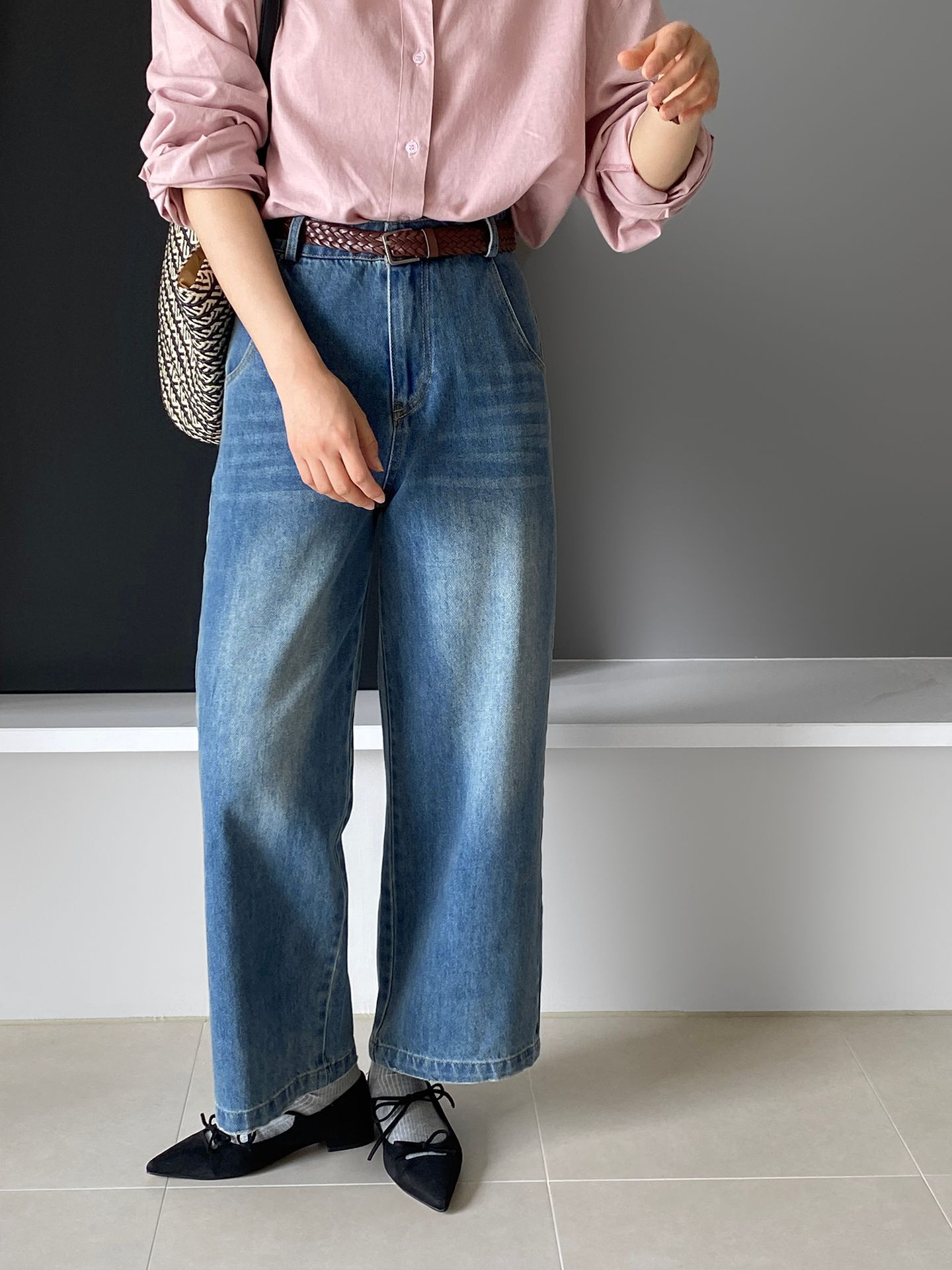 ヴィンテージブルーデニム ハイライズ ストレートジーンズ レディース 2506