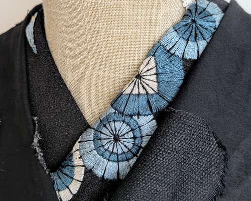 刺繍半衿(番傘青) 和装小物（帯・半襟） みーる/Mielmir 通販 19152229