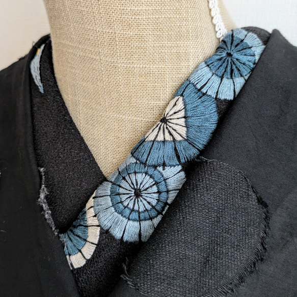 刺繍半衿(番傘青) 和装小物（帯・半襟） みーる/Mielmir 通販 19152229