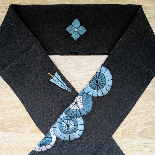 刺繍半衿(番傘青) 和装小物（帯・半襟） みーる/Mielmir 通販 19152229