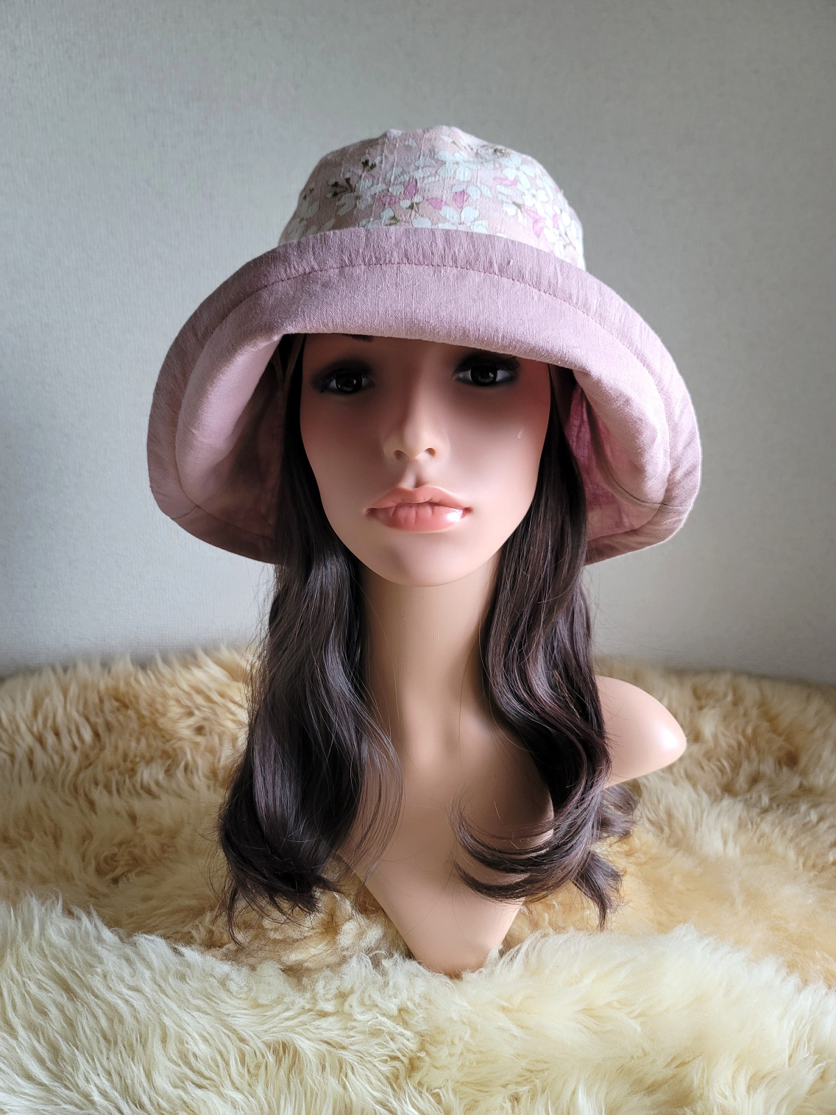 桜★優しいピンク×くすみピンク★62㎝★ひとつ持っていると便利なプレーン帽子