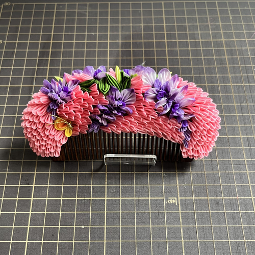 つまみ細工花櫛 藤と蝶 コーム hanahana千華 通販 19152726｜Creema
