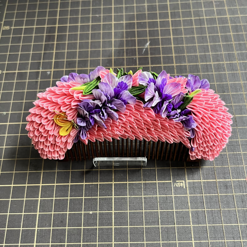 つまみ細工花櫛 藤と蝶 コーム hanahana千華 通販 19152726｜Creema