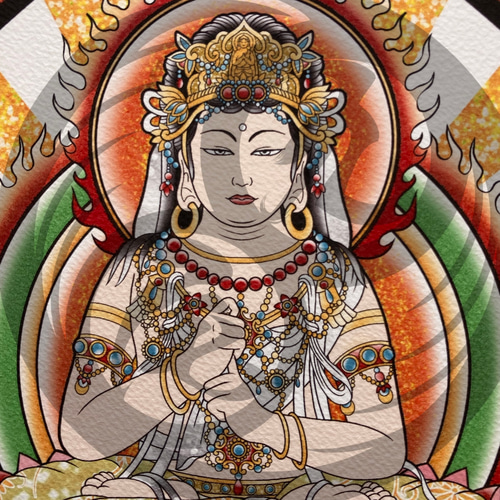 大日如来 仏画 吉祥画 アート A4 額縁付き｜尾九 オリジナルイラスト