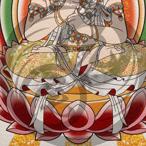 大日如来 仏画 吉祥画 アート A4 額縁付き｜尾九 オリジナルイラスト