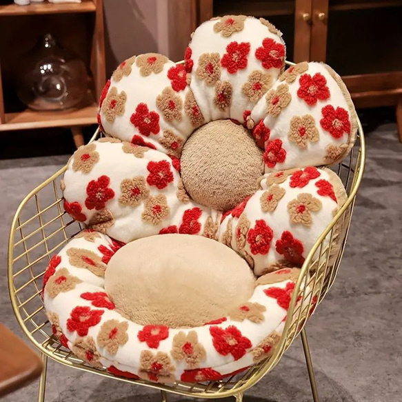 カラフル花柄フリースクッションカバー 花柄フリースクッション