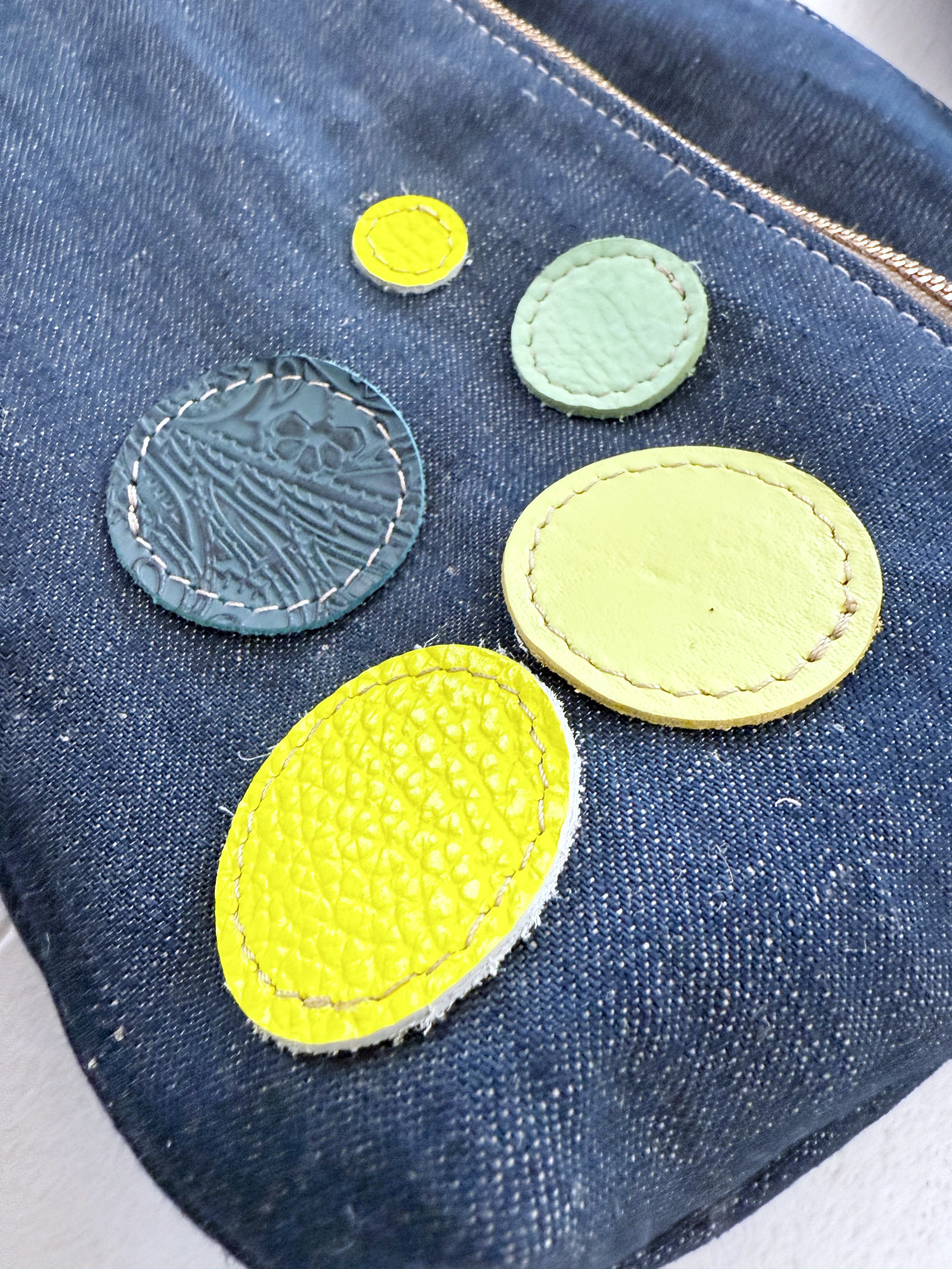 デニム 生地 本革 サコッシュ ボディバッグ ショルダー クラッチ ウエストポーチ