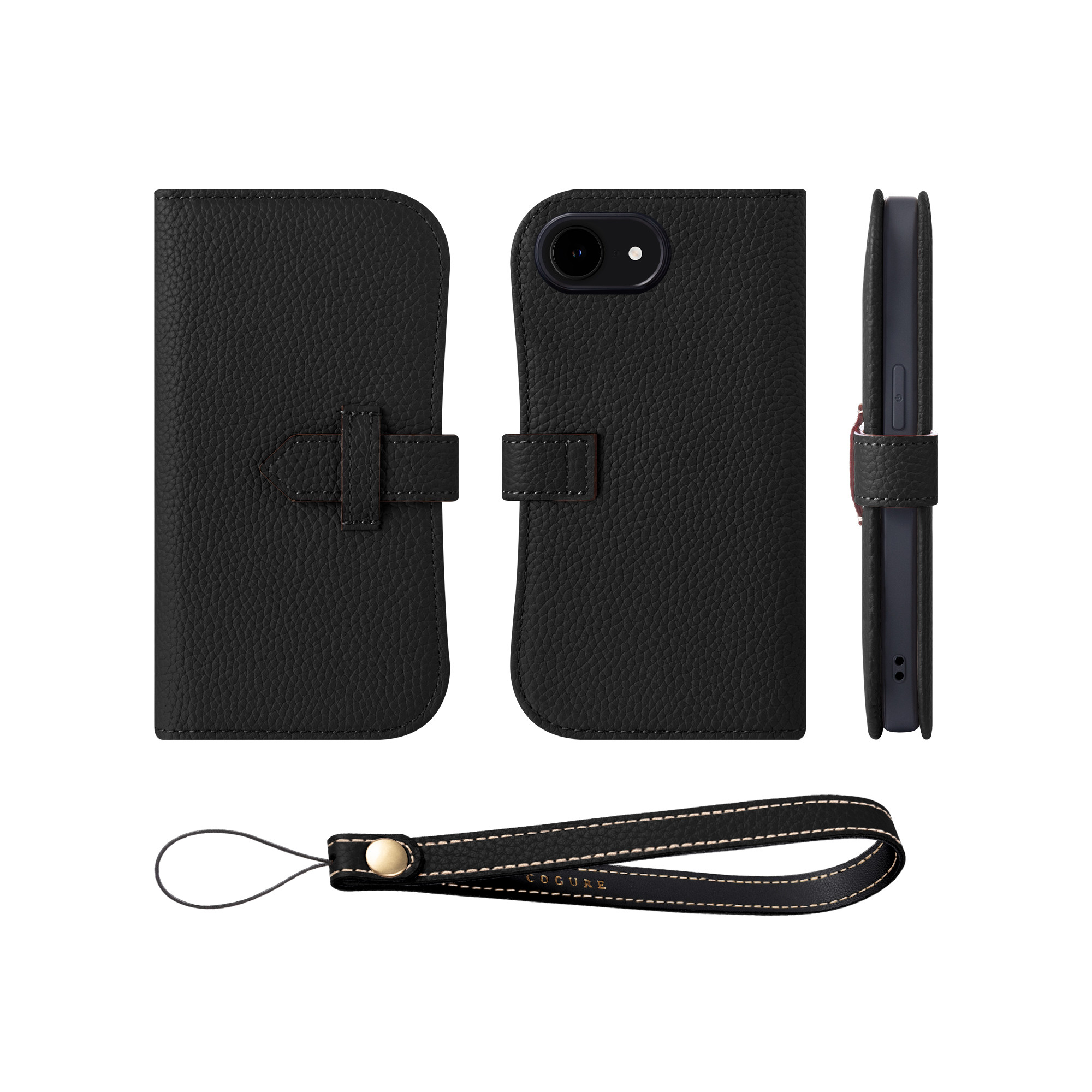 iPhone16e 本革ベルテッド ダイアリーケース（手帳型） ストラップセット 5色 <COPA>