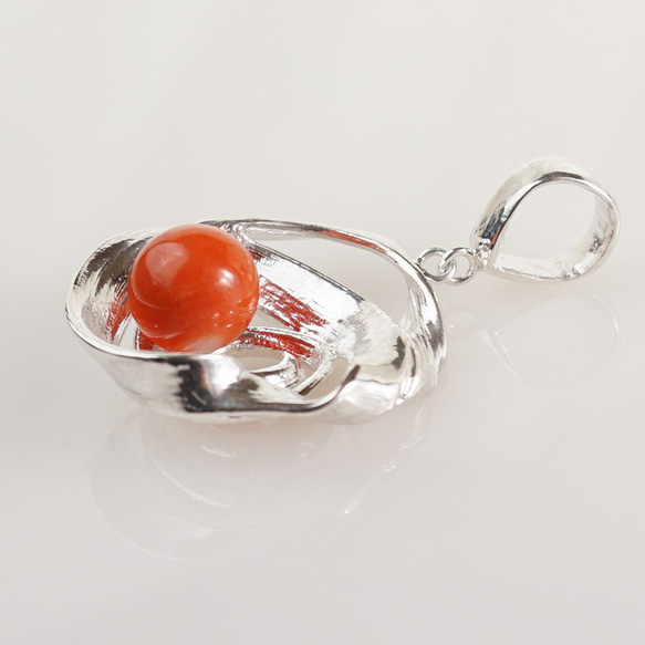 silver 珊瑚 ペンダントトップ 4枚目の画像