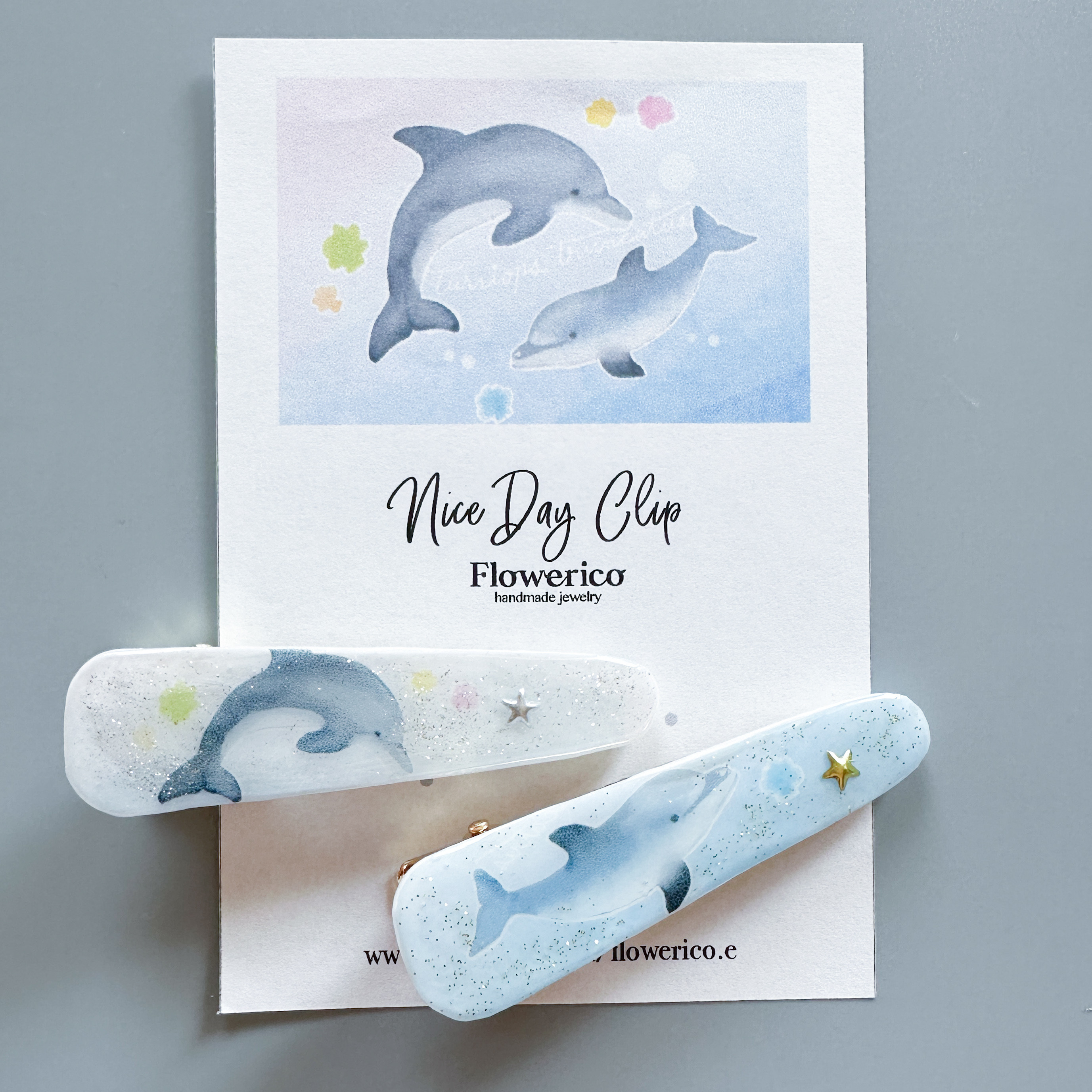 親子イルカのヘアクリップ ヘアクリップ・バナナクリップ ドルフィン