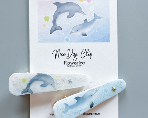 熱帯魚＆イルカ☆ベビーヘアクリップ　ヘアゴム 熱帯魚＆イルカベビーヘアクリップ ヘアゴム