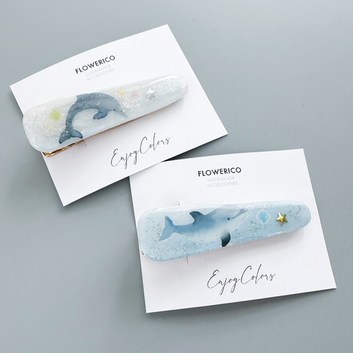 熱帯魚＆イルカ☆ベビーヘアクリップ　ヘアゴム イルカのベビーヘアゴム | yukotto's STORE