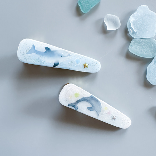 親子イルカのヘアクリップ ヘアクリップ・バナナクリップ ドルフィン