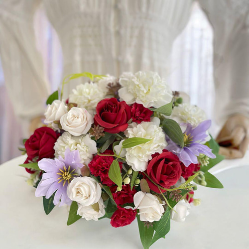 母の日ギフト (M)カーネーションと薔薇の華やかフラワーアレンジメント