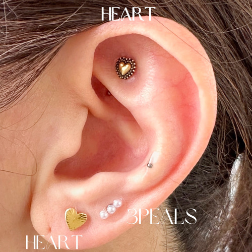 耳つぼジュエリーシール ビジュー ハート キラキラ パール シェル 金属