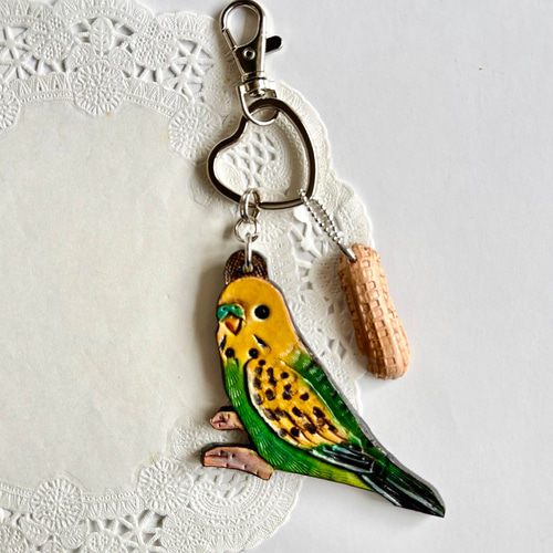 並 セキセイイン 革 インコグッズ バッグ チャーム キーホルダー