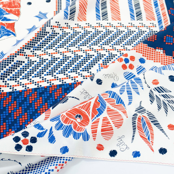 ＜シルクスカーフ＞【the PORT by marca】EMBROIDERY(FMQ-162) シルクツイル RED 4枚目の画像