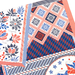 ＜シルクスカーフ＞【the PORT by marca】EMBROIDERY(FMQ-162) シルクツイル RED 5枚目の画像