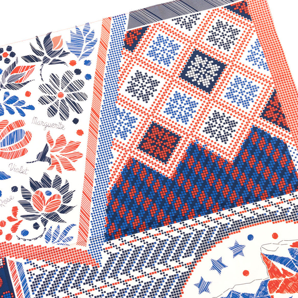 ＜シルクスカーフ＞【the PORT by marca】EMBROIDERY(FMQ-162) シルクツイル RED 5枚目の画像