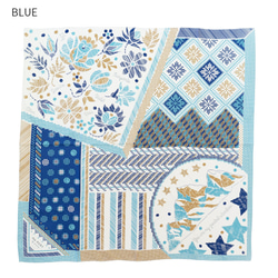 ＜シルクスカーフ＞【the PORT by marca】EMBROIDERY(FMQ-162) シルクツイル BLUE 3枚目の画像