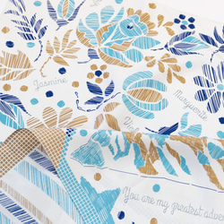 ＜シルクスカーフ＞【the PORT by marca】EMBROIDERY(FMQ-162) シルクツイル BLUE 5枚目の画像
