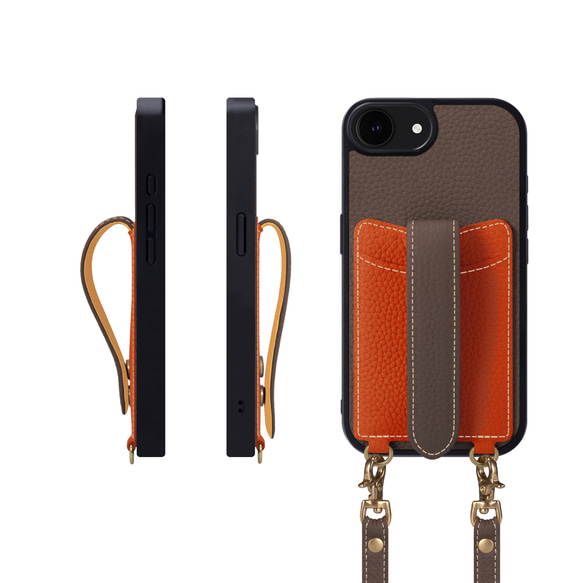 ボンバンテュラ レザー iPhone16 ケース ストラップ付き High-quality leather smartphone (iPhone 16 series) cases