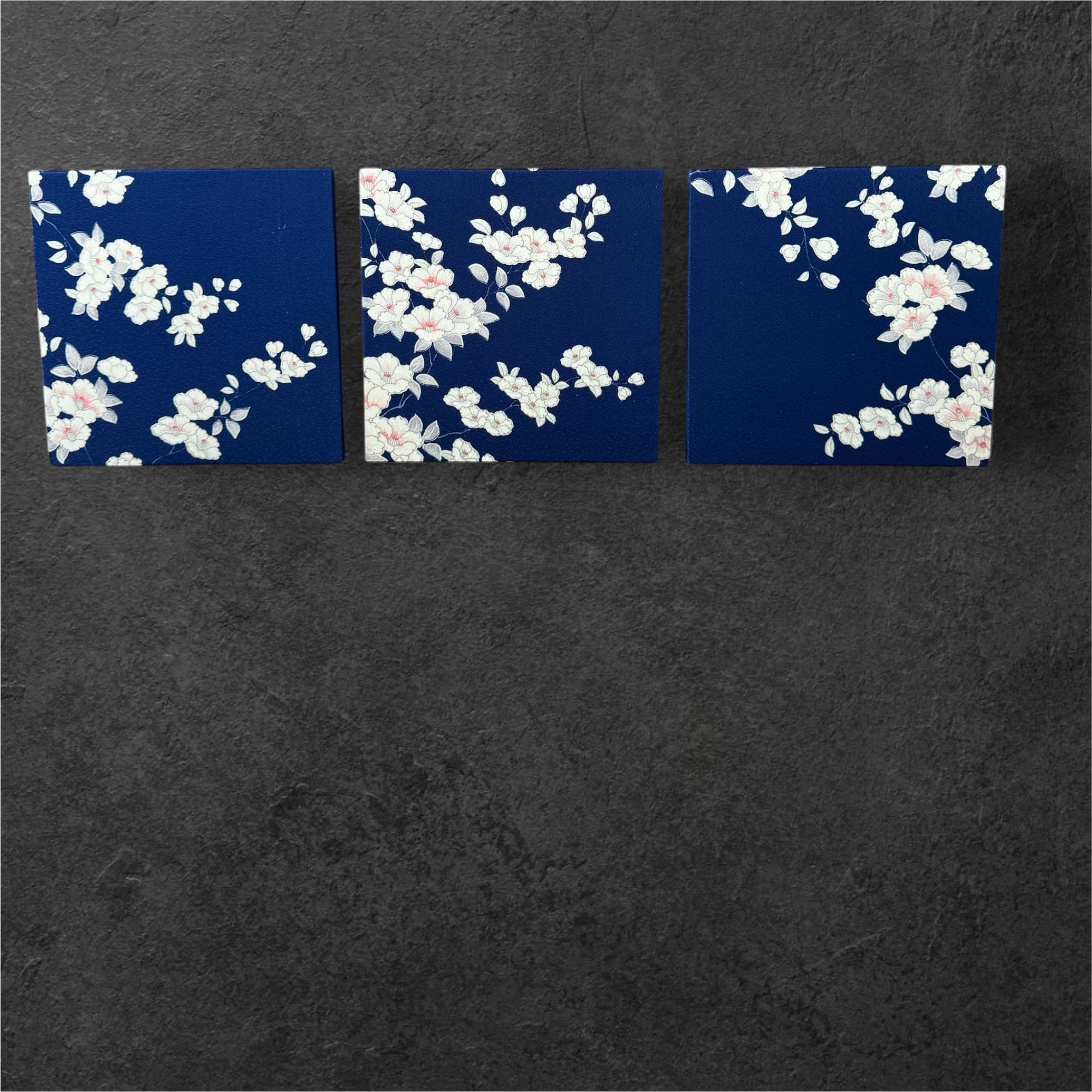 ◼︎043◼︎着物のファブリックパネル(3セット) サステティナブル 正絹 小紋 花