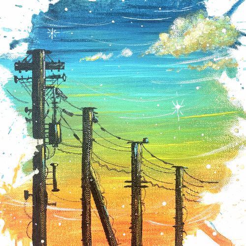 はじけてtwilight｜原画｜インテリアアート｜キャンバス作品｜北欧