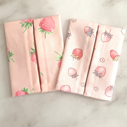 子供用ミニポケットティッシュケース 花柄 いちご柄 ２個セット ハンドメイド 2点セット 子供用 ポケットティッシュケース いちご柄 花柄 その他入園