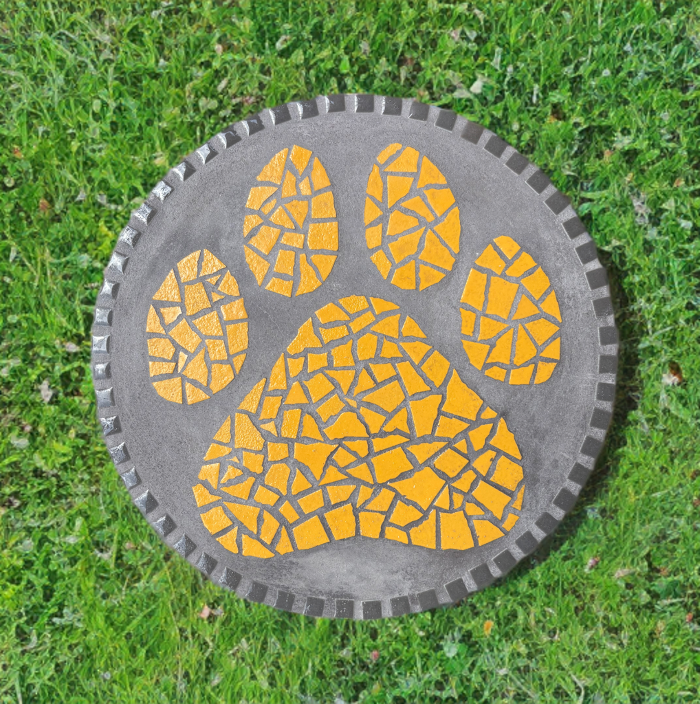 犬猫の足型ガーデンステップ（イエロー）