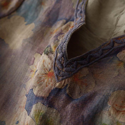 夏のワンピース、春のワンピース、コットンリネンワンピース、リネンワンピース、エレガントワンピース、ロング丈ワンピース、ロ 2枚目の画像