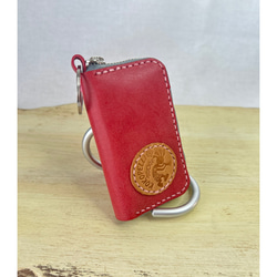 レザーカービング 折り財布 大き目 二つ折り財布 izu leather