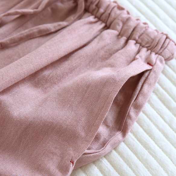 レディースパジャマパンツピンク色100%綿肌に優しい ズボン春夏秋寝巻き　薄手 3枚目の画像