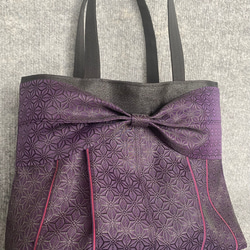 A4サイズ♡倉敷畳縁シンプルリボントート(スモーキーブルー) A4サイズ♡倉敷畳縁シンプルリボントート(スモーキーブルー