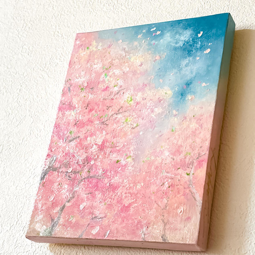 spring gardenオイルパステル原画　額付き spring gardenオイルパステル原画 額付き
