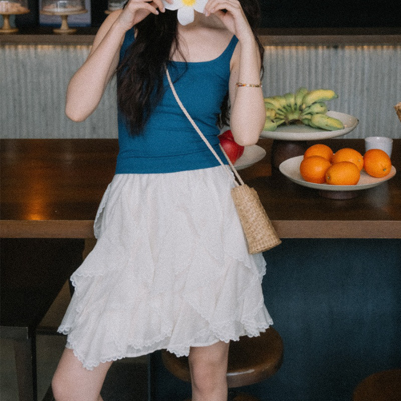 レース   ハーフスカート   レースパッチワーク   ミニスカート   A ラインスカート