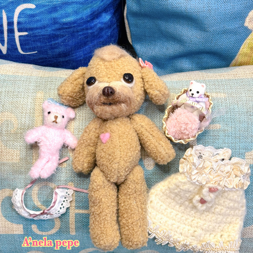 作家ぬいぐるみテディベア　トイプードル犬　わんちゃん いぬすたぐらむ #犬 #dogsofinstagram #トイプードル #toypoodle