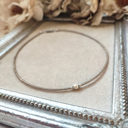 とても小さなコットンパールのかわいいチョーカー（マグネット式金具へ変更可能です） 16枚目の画像