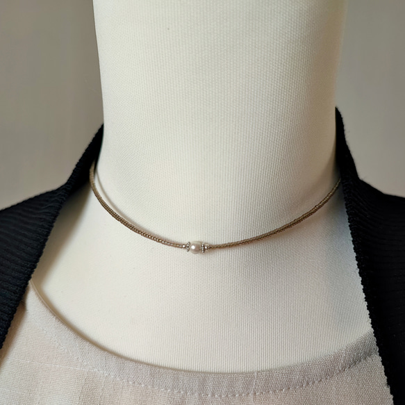 とても小さなコットンパールのかわいいチョーカー（マグネット式金具へ変更可能です） 15枚目の画像