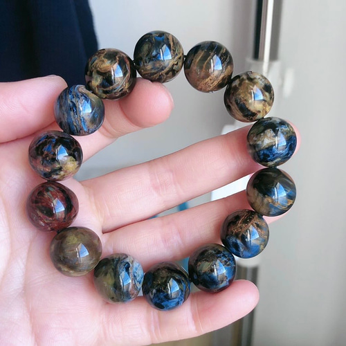 天然石ビーズブレスレット ピーターサイト 天然無処理 ピーターサイト ブレスレット 15.5mm ブレスレット