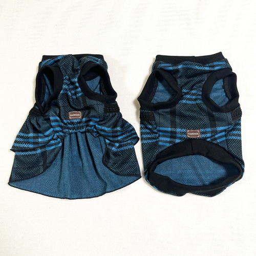 犬服 オールジャガードニット生地の2段スカートワンピース ペット服